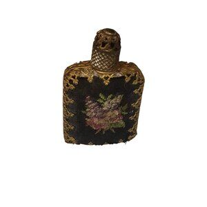 Vintage Miniature Needle Point Perfume Bottle With Dauber (A5672)